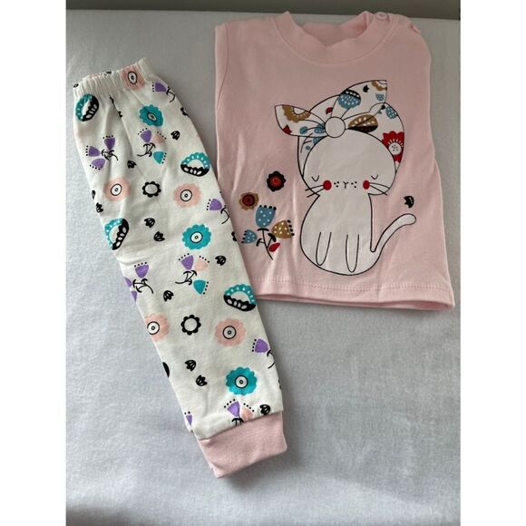 π·Baby Toddler two piece pajama set, adjustable Pink Long Sleeve top w/ Leggings - Picture 4 of 4